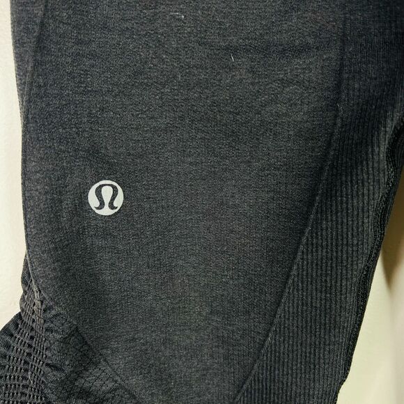 Lululemon Sz 2 In The Flow Crop‎ Ruched Side Legging Heathered Deep Coal Black - Picture 4 of 5
